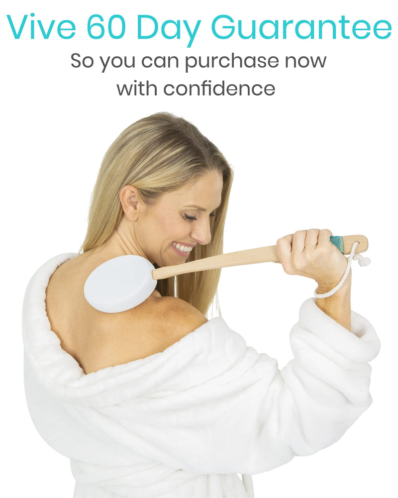 Vive Back Lotion Applicator - Long Reach Handle Washer Scrubber w/Pad for Easy Self Application of Shower Body Wash, Skin Cream, Sunscreen, Self Tanner and Aloe - Men and Women (3 Replacement Pads) Padded Brush   3 Pads - NewNest Australia