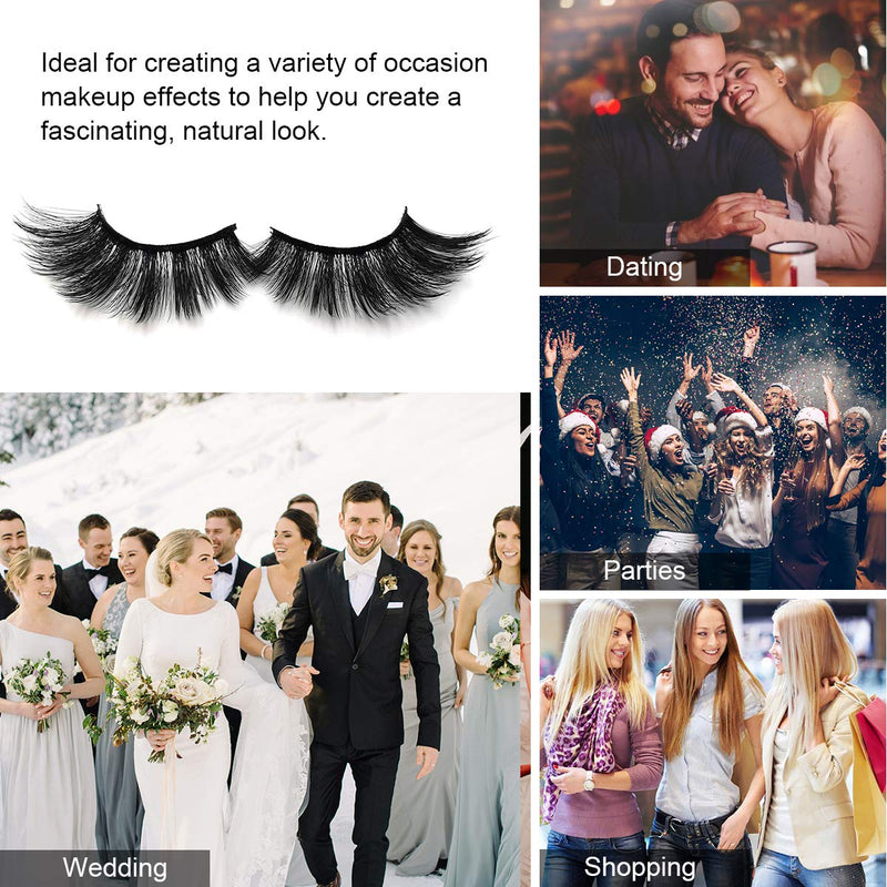 False Eyelashes 4 Pairs - Professional Reusable Face Eyelashes Fit for All Eyes, Natural Thick Hand-Made 3D Faux Mink Eyelashes for a Beautiful Makeup Look (G106) - NewNest Australia