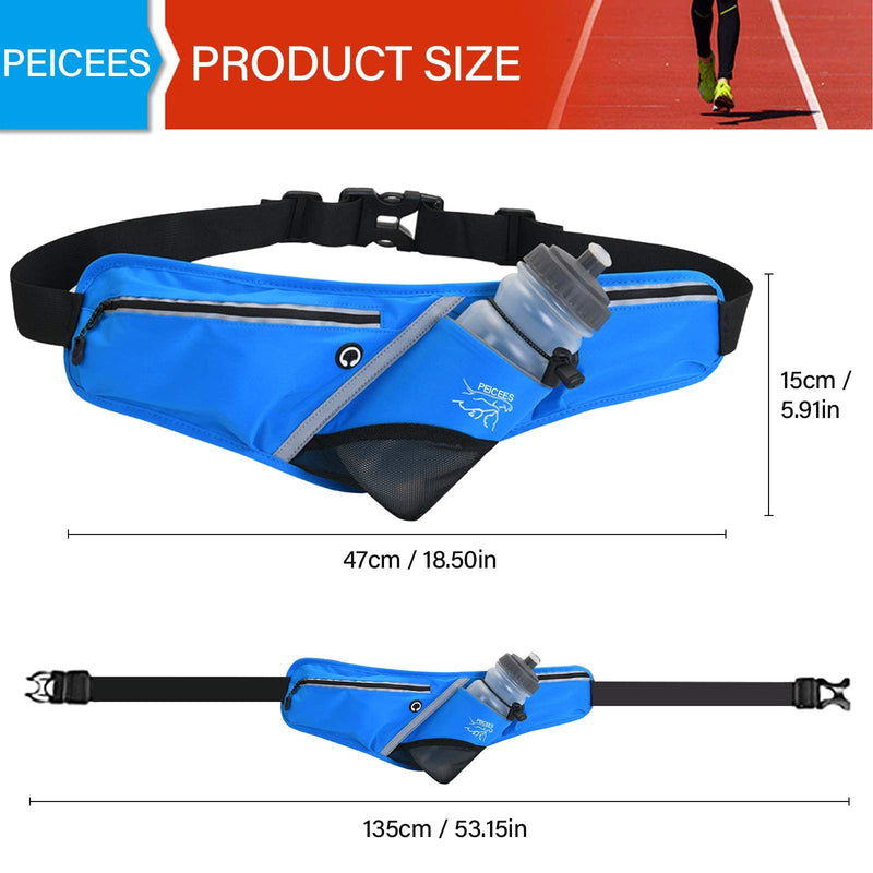 Peicees Running Belt for Women Men Fanny Waist Bag Pack with Water Bottle Holder Hydration Belt for Running Marathon Hiking Jogging Blue - NewNest Australia