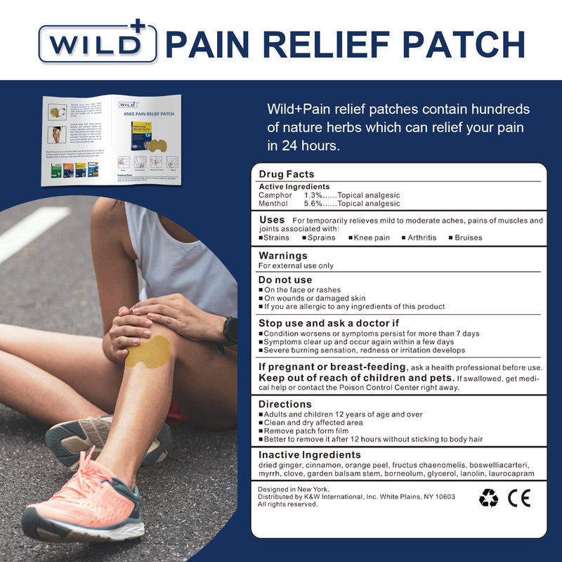 WILD+ Knee Pain Relief Patch, Large 12PCS Max Strength Knee Patches Pain Relief Plaster Heat Patches, Arthritis Back Pain Relief Pads Pain Relieving for Neck/ Knee/Back/Muscle/Joint Pain - NewNest Australia