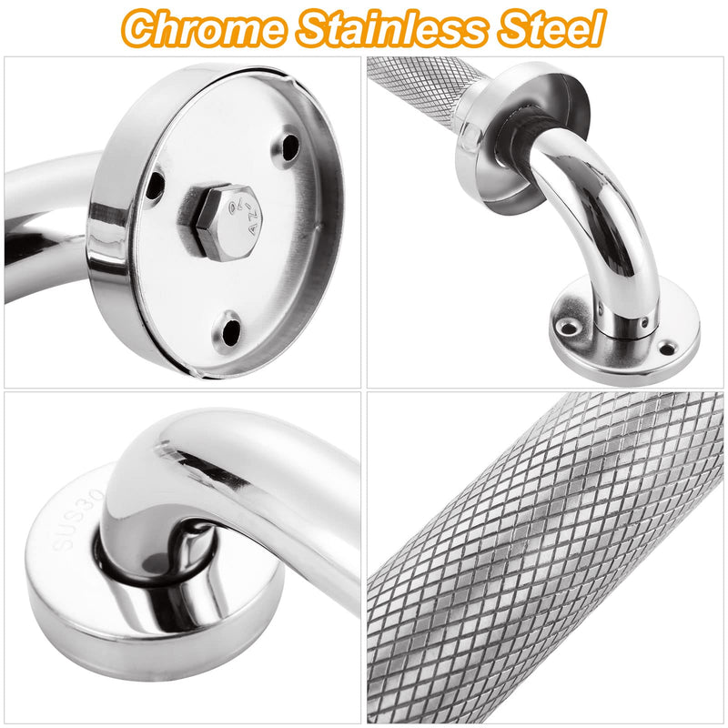 JMIATRY 2 Pack Grab Rails for Bathroom, 12 Inch Anti Slip Shower Handles for Seniors Disabled Elderly, Chrome Stainless Steel Safety Shower Handle Support Rail, Toilet Grab Handle - NewNest Australia