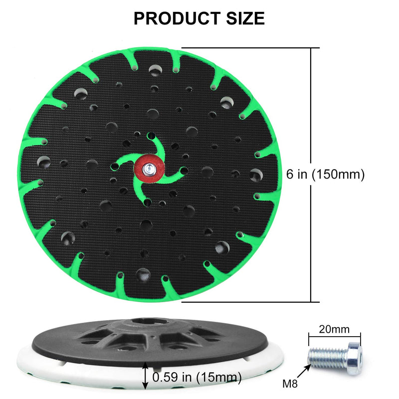 POLIWELL 6 Inch(150mm) 17/48-Hole Dust-Free M8 Thread (Soft) Back-up Sanding Pad Grinding Pad for 6" Hook&Loop Sanding Discs, M8 and 5/16-24" Thread for FESTOOL Grinder Accessories, Pack of 1 Soft - NewNest Australia