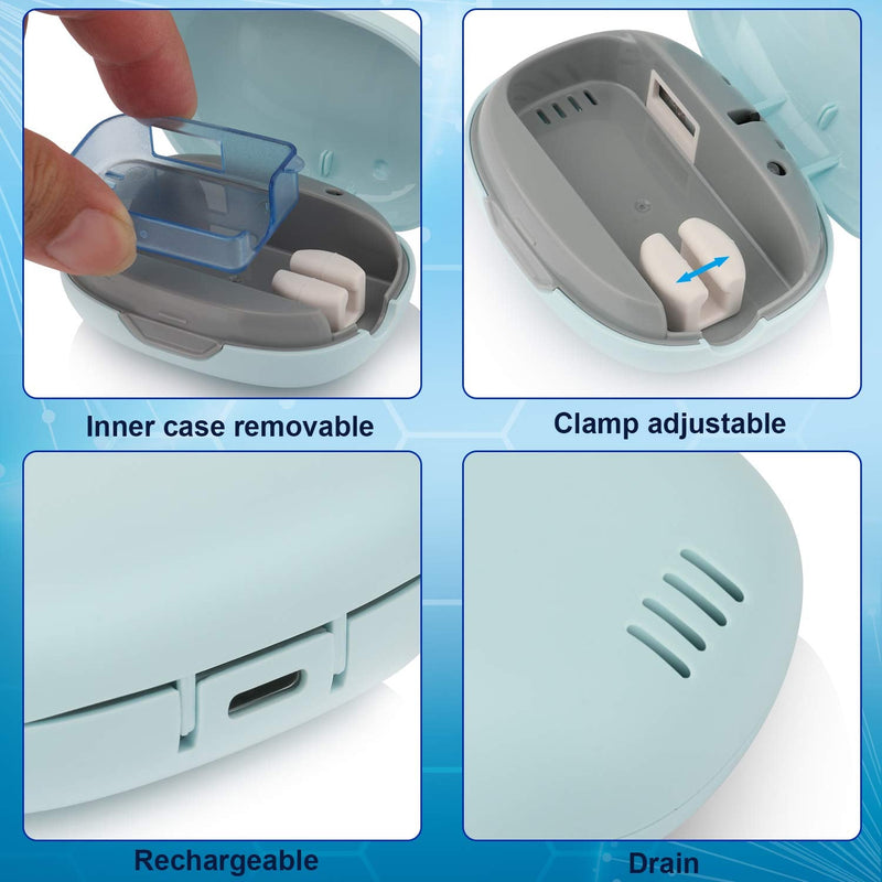 NewWay Mini Toothbrush Sterilizer Cover Rechargeable Travel Toothbrush Case with Holder for Houshold and Traving or Business Trip Blue - NewNest Australia