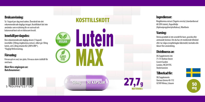 Lutein Eyes 50mg 90 Vegan Capsules, Laboratory Tested, High Dose, Non-GMO - NewNest Australia