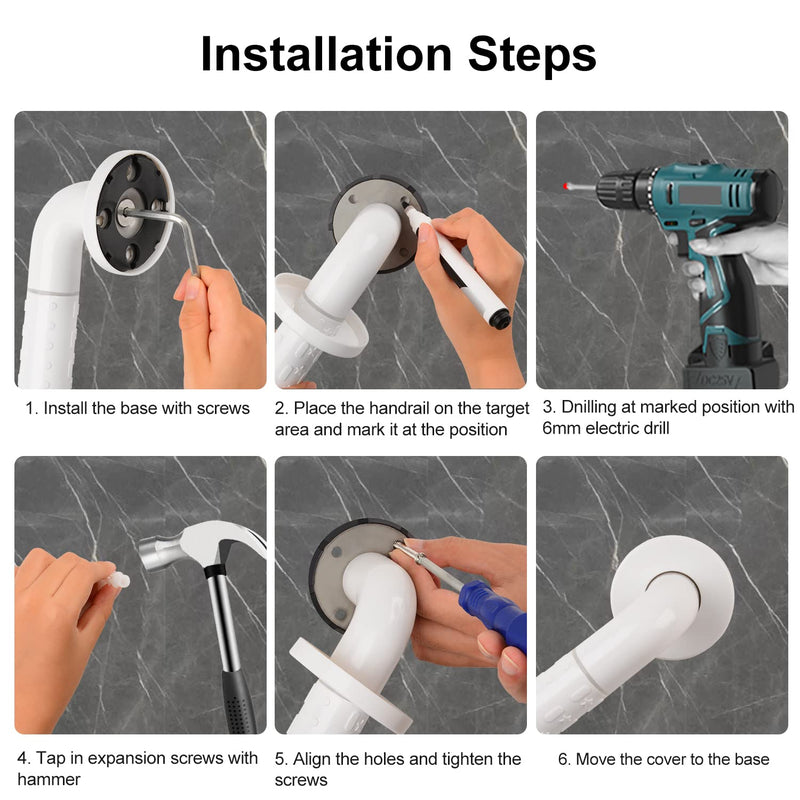 supregear Bathroom Grab Bar Rail, 40 cm Non-Slip ABS 304 Stainless Steel Bathroom Handle Balance Grab Bar for Elderly Children Bathtub Toilet Bedroom, Concealed Screw Wall Mounted - NewNest Australia