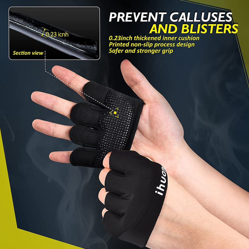 ihuan New Weight Lifting Gym Workout Gloves Men & Women, Partial Glove Just for The Calluses Spots, Great for Weightlifting, Exercise, Training, Fitness… Black Medium - NewNest Australia
