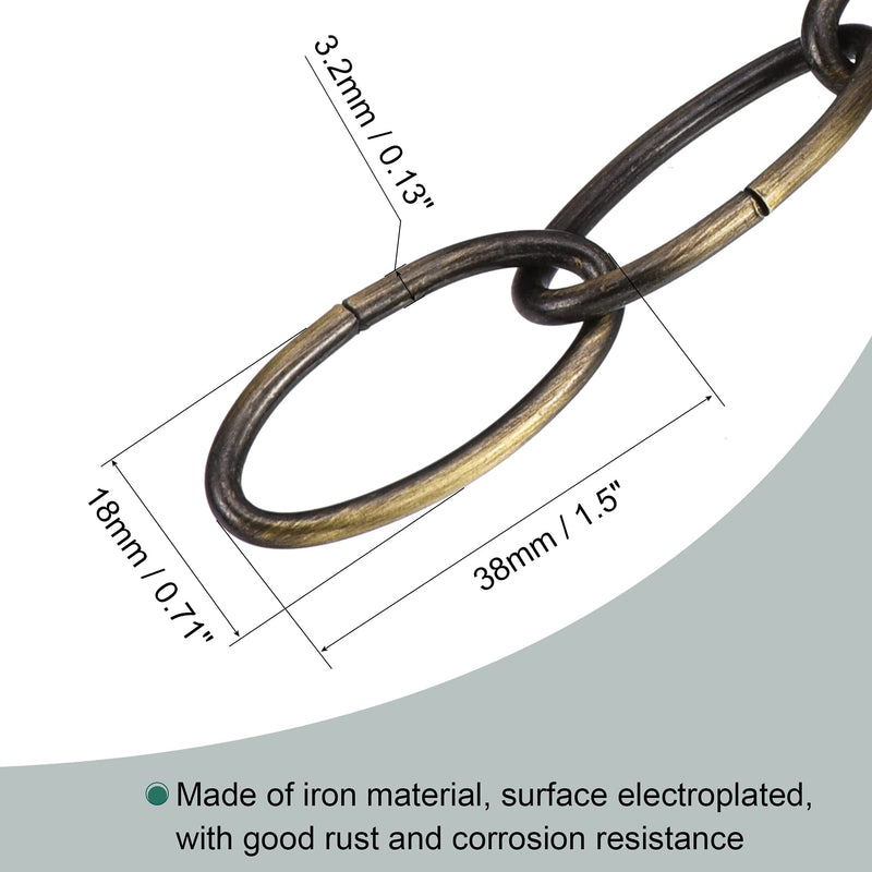 MECCANIXITY Pendant Light Fixture Chain, 3.2mm Thick 1m Long Chandelier Hanging Links, Iron Electroplated Bronze, Pack of 2 - NewNest Australia
