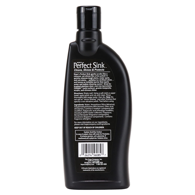 Hope's Perfect Sink Cleaner and Polish, Restorative, Water-Repellant, Removes Stains, Ideal for Brushed Stainless Steel, Cast Iron, Porcelain, Corian, Composite, Acrylic, 8.5 oz 2 Pack Pack of 2 - NewNest Australia