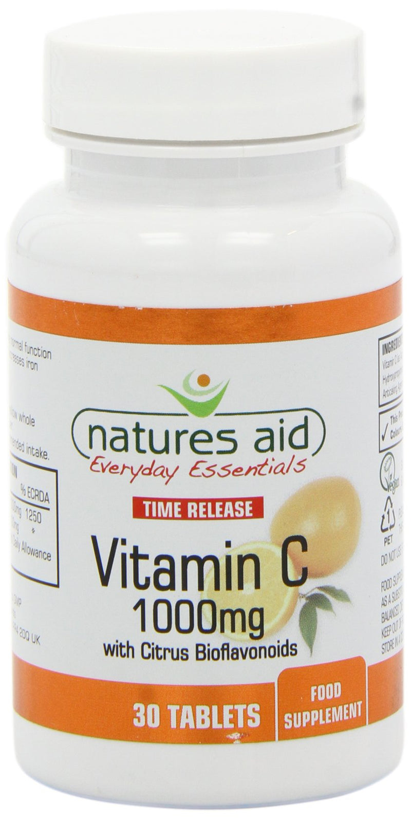 Natures Aid Vitamin C, Time Release 30 Tablets, 1000 mg (with Citrus Bioflavonoids, Slow Release, for the Normal Function of the Immune System, Vegan Society Approved, Made in the UK) - NewNest Australia