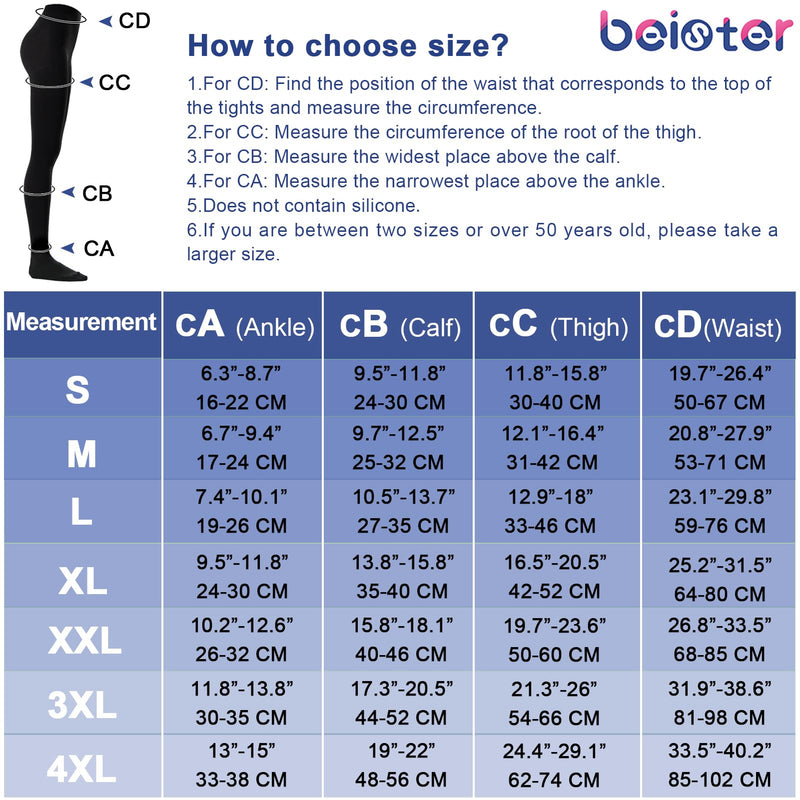 beister Medical compression stockings for women, long, 20-30 mmHg, support stockings for men, opaque toe wrap compression trousers, class 2, solid support for varicose veins, edema, beige 4XL - NewNest Australia