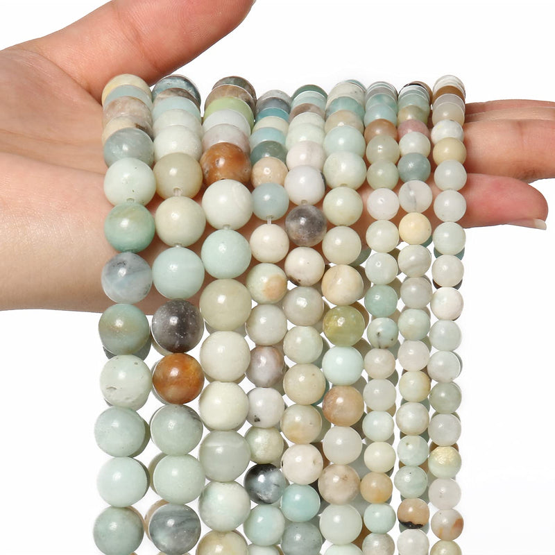 60pcs 6mm Natural Stone Beads Amazonite Beads Energy Crystal Healing Power Gemstone for Jewelry Making, DIY Bracelet Necklace - NewNest Australia