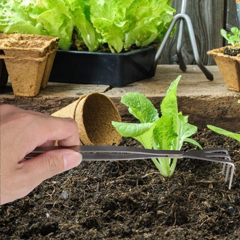 2 in 1 Stainless Steel Bonsai Tools Gardening Tool Root Rake Tweezers for Bonsai Planter - NewNest Australia