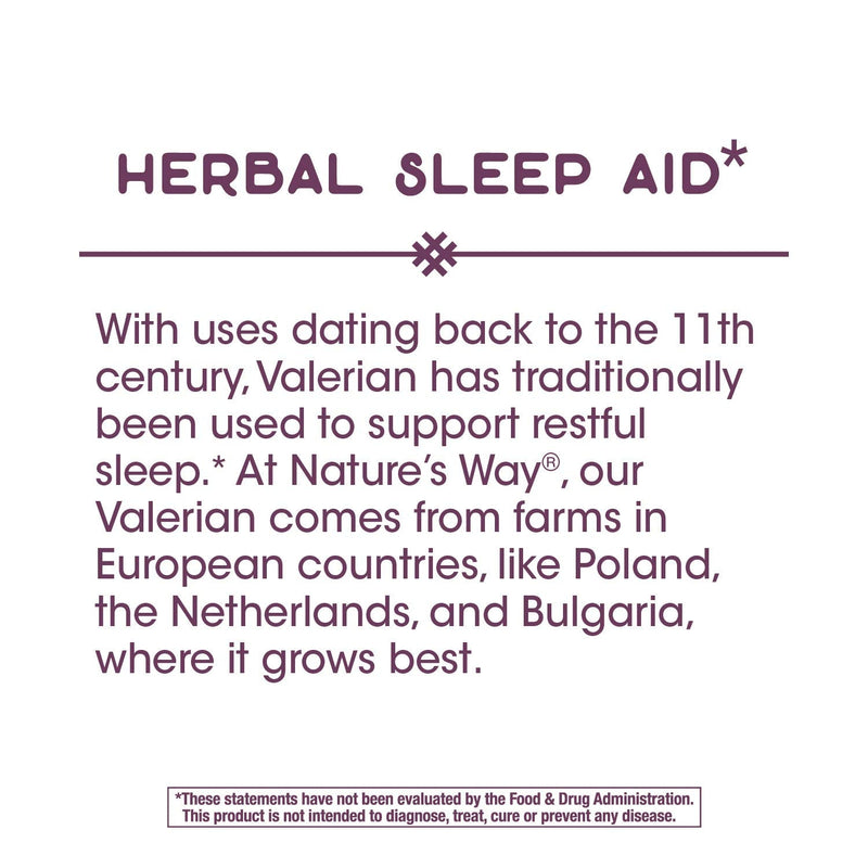 Nature’s Way Valerian Nighttime, Herbal Sleep Aid, 320 mg per Serving, Gluten-Free, 100 Tablets - NewNest Australia