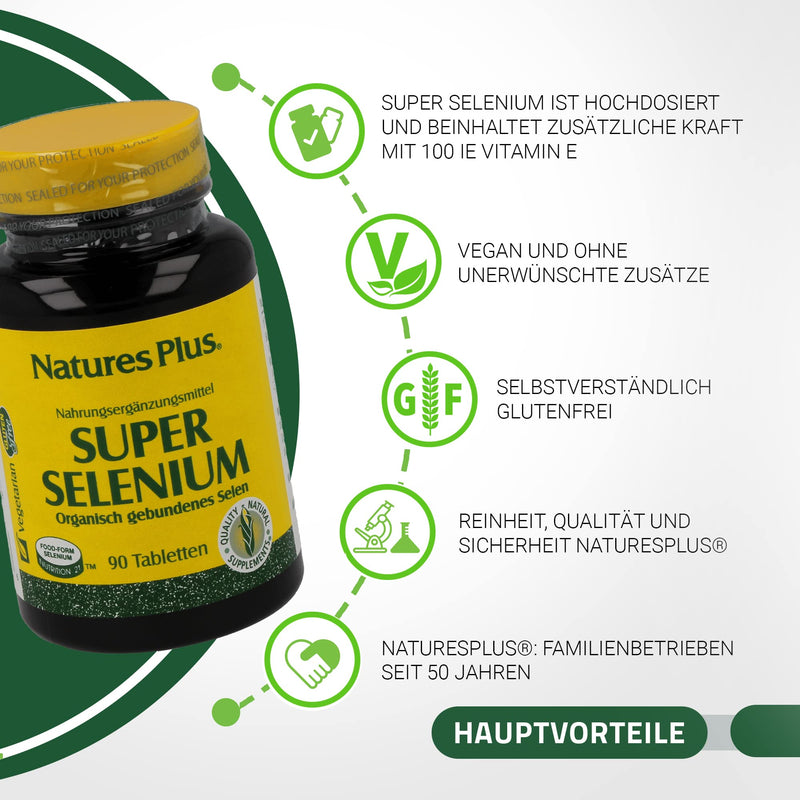 NaturesPlus Super Selenium high dose 200 mcg (90 tablets) - selenium and vitamin E - NewNest Australia
