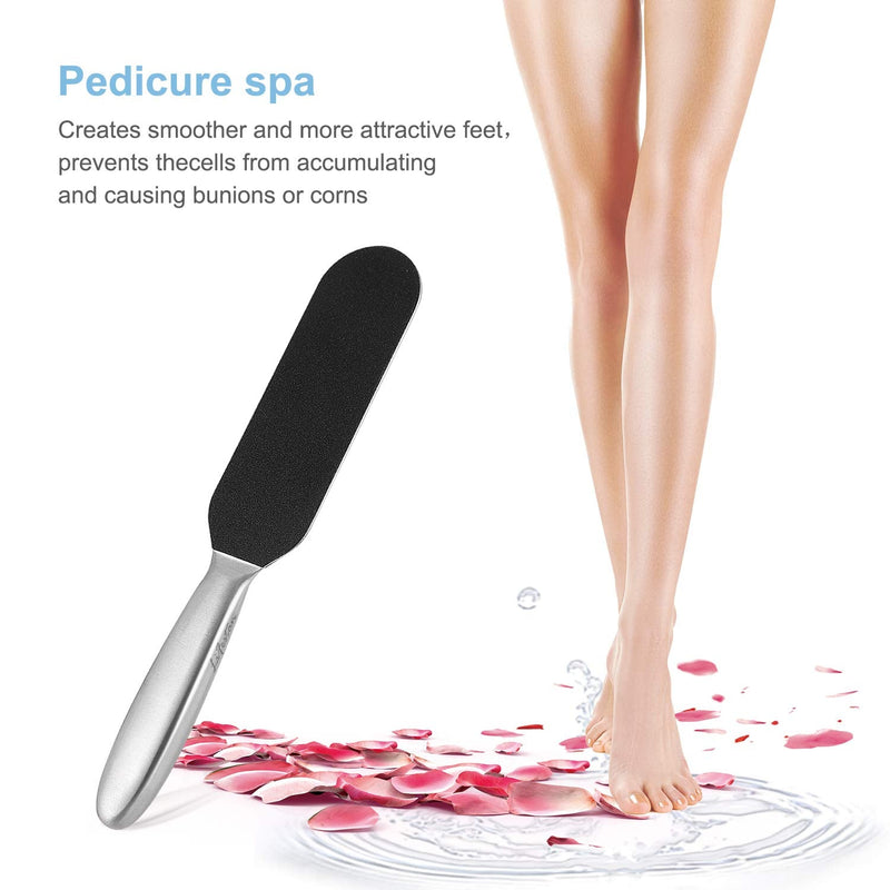 Pedicure Foot File And Callus Remover For Hard Skin Professional, Stainless Steel Foot Rasp File With Ten Free Refill Grits Double-Sided Replacement Pads Easy Feet Scrubber For Bathroom Pedicure Salon - NewNest Australia
