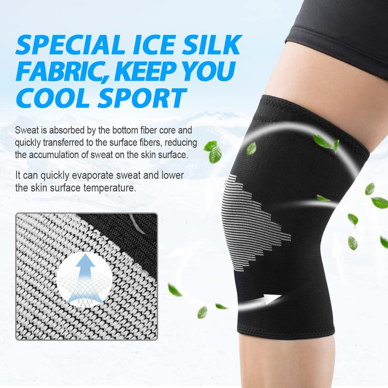 Goosehill Knee Supports 2Pack, Compression Breathable Knee Support Brace, Non-Slip Joint Protection Knee Support for Men & Women, Knee Brace Support for Running, Sports, Knee Pain Relief Black L - NewNest Australia
