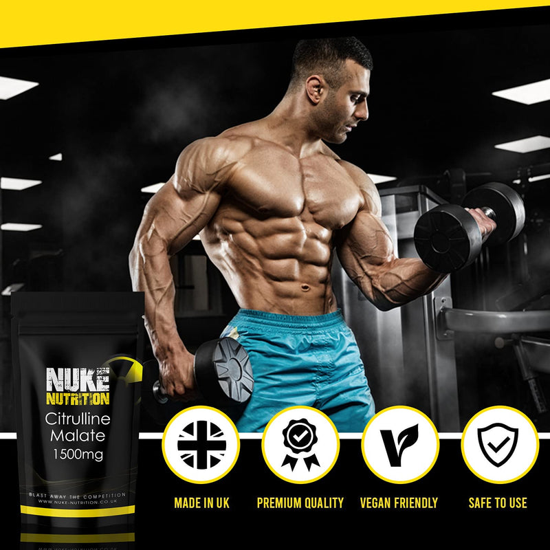 Nuke Nutrition L Citrulline Malate Capsules | 120 Capsules | High Strength 1500mg Dose Supplement | Boost Circulation, Performance & Muscle Recovery | 100% Natural, Preservative & Filler Free | Vegan 120 Count (Pack of 1) - NewNest Australia