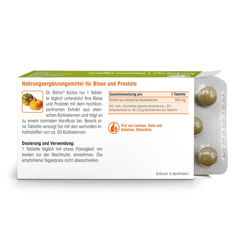 Dr. Böhm pumpkin only 1 tablet daily, 30 tablets: nutritional supplement to support normal urine flow, pumpkin power for the prostate - NewNest Australia
