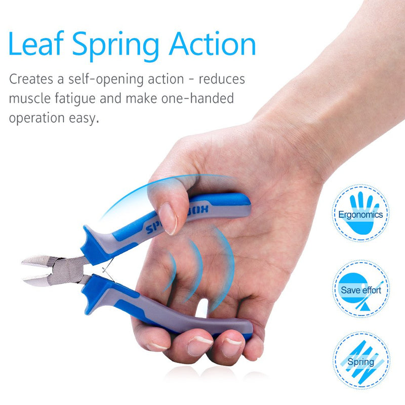 SPEEDWOX 4 Inches Diagonal Pliers Small Wire Cutters Mini Precision Plastic Nippers Plastic Side Cutter Side Cutting Micro Fine Pliers Functional Professional Hand Tool with Spring for Jewelry Making 4" Diagonal Plier - NewNest Australia