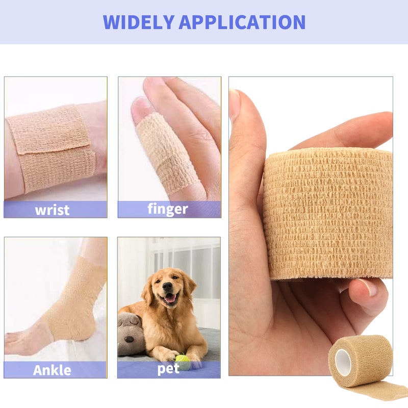 SIRALMNO Professional Self Adhesive Bandage,12 pack Cohesive Bandage,Elastic Athletic Bandage tape-5cm x 4.5m, Water proof&Breathable non-woven Sports Tape for finger, wrist, Ankle, pets - NewNest Australia