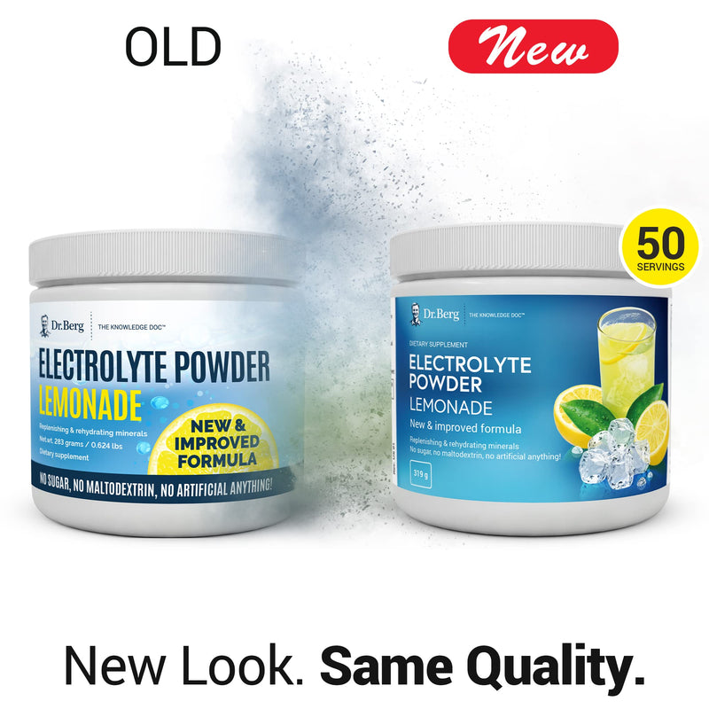 Dr. Berg's Original Electrolyte Powder Lemonade - Hydration Drink Mix Supplement, Boosts Energy & Keto-Friendly - NO Maltodextrin & Sugar-Free - No Ingredients from China - Lemon Flavor 50 Serving Lemonade - 50 Servings - NewNest Australia