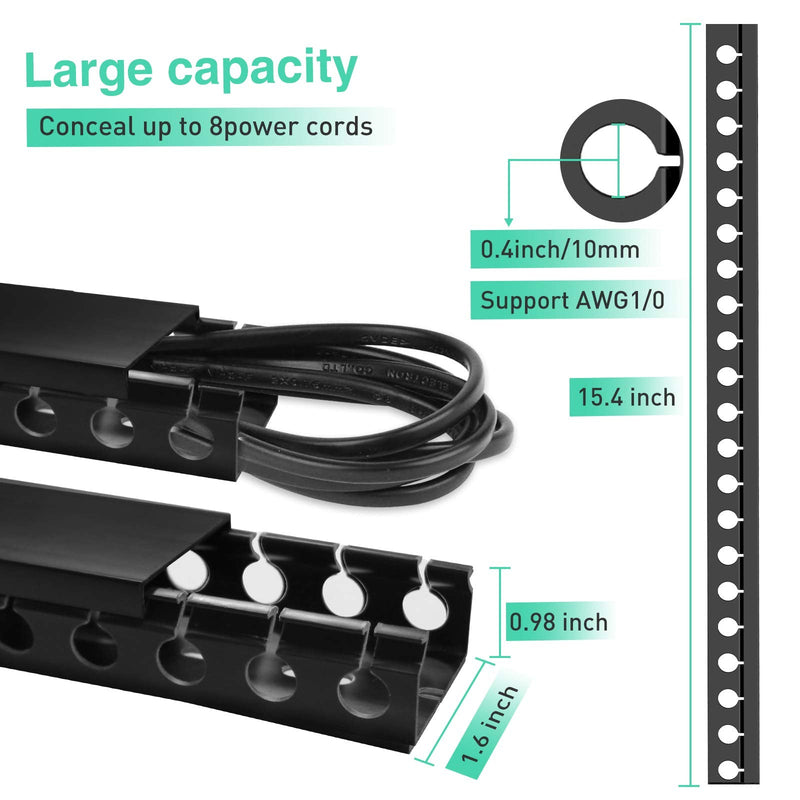 Updated Cable Raceway Kit - 31 (2X15.4) Inch Open Slot Wire Covers for Cords, Under Desk Cable Management System to Hide Under Desk/Tv/Computer/Net/Power Cords, (Pack 2) 2 Pack Black - NewNest Australia