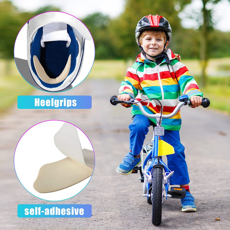 Pack of 12 Heel Pads for Children, Soft and Sticky Heel Holder, Children's Heel Pads for Too Large Shoes, Shoe Reducer, Small Heel Protector for Girls and Boys (Black + Beige) - NewNest Australia