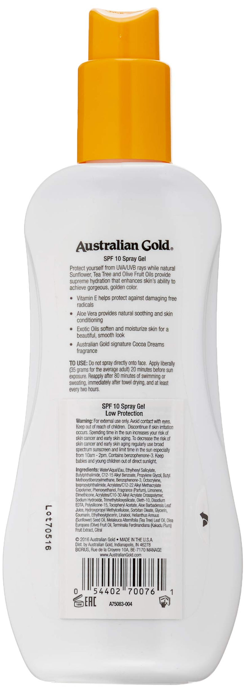 Australian Gold SPF 10 Spray Gel 237ml - NewNest Australia