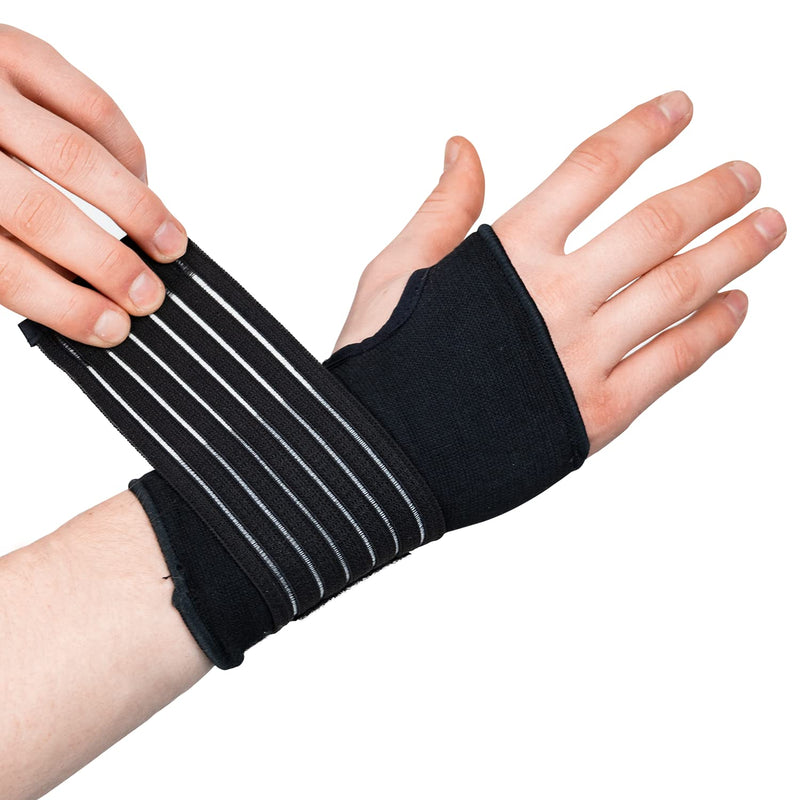 Actesso Elastic Wrist Support with Strap - (M, Black) - Ideal for Sprains, Injury or Sports Use with no Metal bar - Support Without inhibiting Flexibility | Left or Right M (Pack of 1) - NewNest Australia