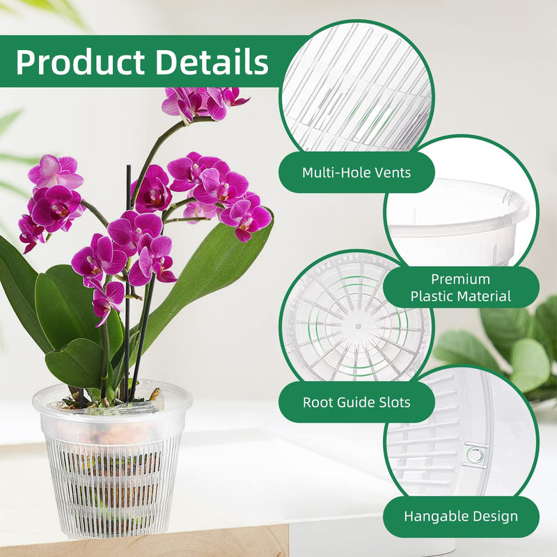 4 inch Clear Plastic Orchid Pot 12 Pcs Slotted Net Pots Bulb Planting Baskets Net Pot Wide Lip Mesh Grow Pots Orchid Cup for Hydroponics (4.3inch, 12pcs) 4.3 inch - NewNest Australia