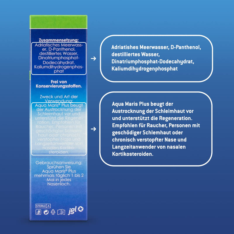 Aqua Maris Plus 30 Ml, Seawater Nose Spray For Regeneration And Moisturizing The Nasal Mucosa, Natural Moisture For The Nose, Enriched With D-Panthenol, Adults And Children - NewNest Australia