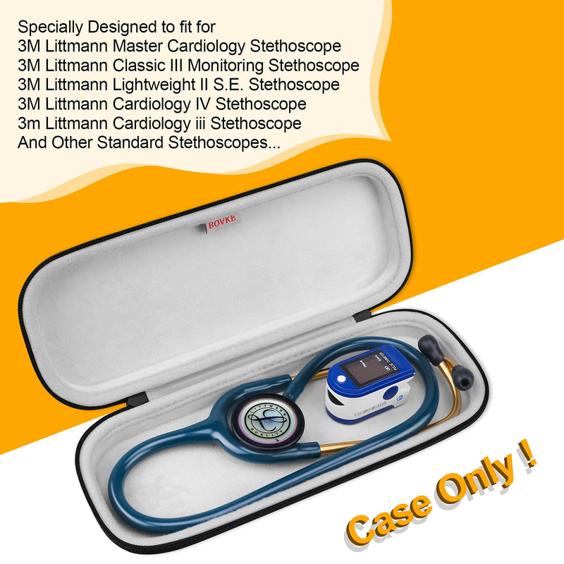 BOVKE Stethoscope Case, Lightweight Slim Stethoscope Holder for 3M Littmann Classic III, Lightweight II S.E, Littmann Cardiology IV, MDF Acoustica Deluxe Stethoscopes, Black - NewNest Australia