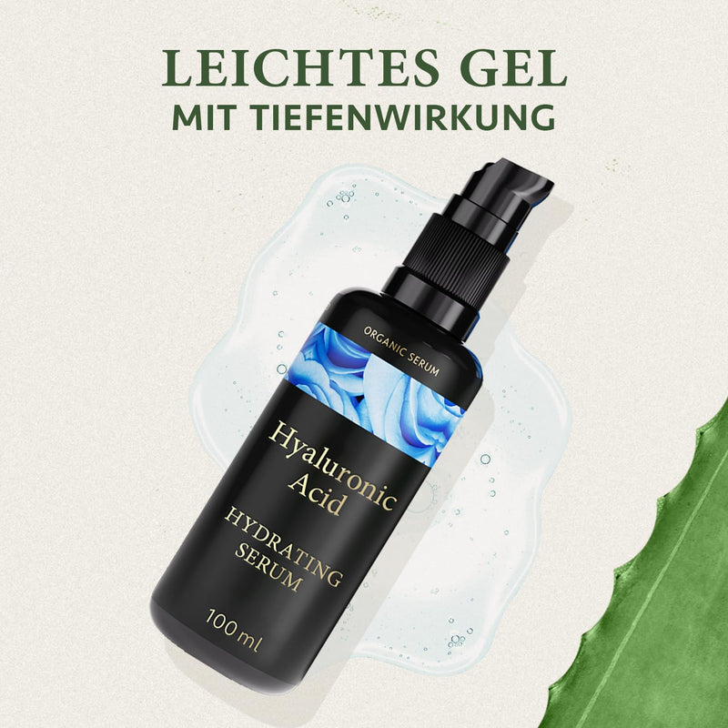 Organic Hyaluronic Serum High Dose 100Ml - Hyaluronic Acid Serum Face - Vegan - Facial Care For Men And Women - Anti Aging Hyaluronic Acid Facial Serum With Aloe Vera - Made In Germany - Satin Naturel - NewNest Australia