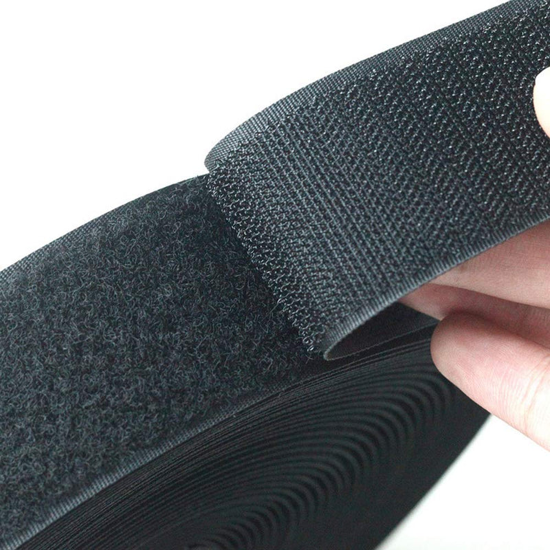 LLPT Sew On Hook and Loop Tape Extra Industrial Strength Nylon Fabric 1 Inch x 33 Feet Each Roll No Adhesive Hook Loop Strip for Sewing on DIY Cloth Shoe Curtain Bag Sport Gears Color Black (NHTB33) 1" x 33 Ft - NewNest Australia