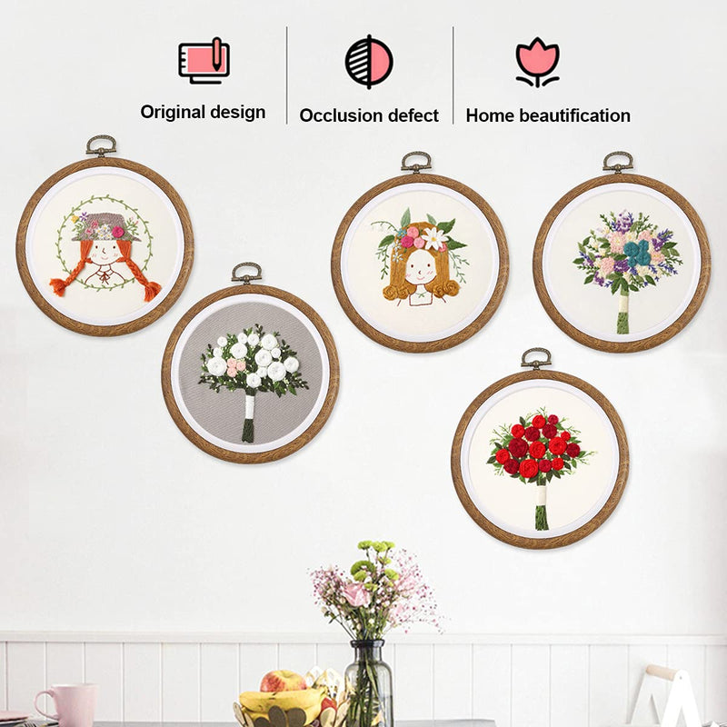 6 Pcs/Set Embroidery Hoops Imitated Wood Plastic Display Frame Reusable Circle Oval Cross Stitch Hoop Ring for Art Craft Sewing and Hanging Ornaments Home Decor 3 Round, 3 Oval - NewNest Australia