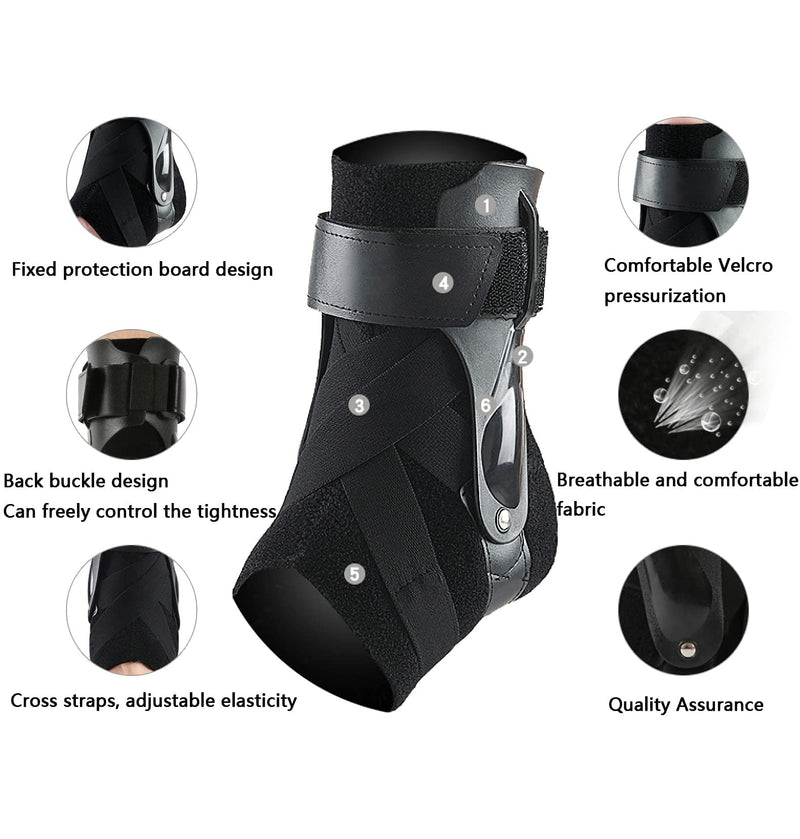 Ankle Support Brace with Side Stabilizers and Cross Auxiliary Fixing Belt Strength Protection for Sports Injury Recovery Ankle Sprain, Arthritis, Strain, Fatigue, Foot Pain Relief 1 Piece (M) Black M - NewNest Australia