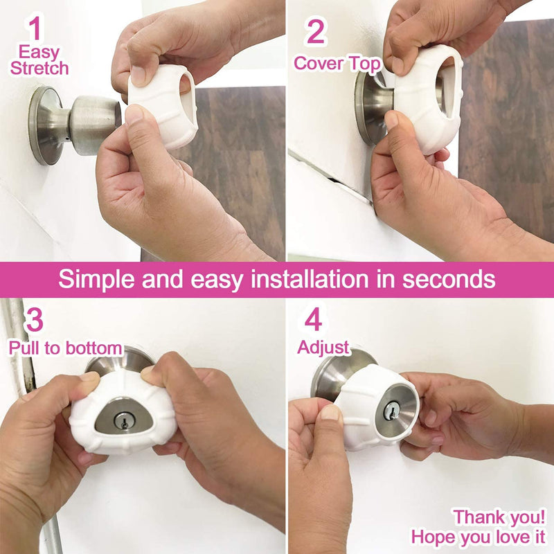 New Enjoy Cover - Door Knob Cover Grips Non Slip Arthritis & Senior Living Aids Grippy Easy Open Decorative. Simple Functional Effective Solution- 4 Pack (White, Cove) - NewNest Australia