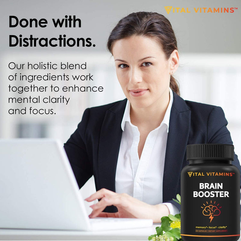Brain Supplement Nootropics Booster (3-Pack) - Enhance Focus, Concentration, Improve Memory & Clarity - Ginkgo Biloba, Dmae, Mind Enhancement 3 Pack - NewNest Australia