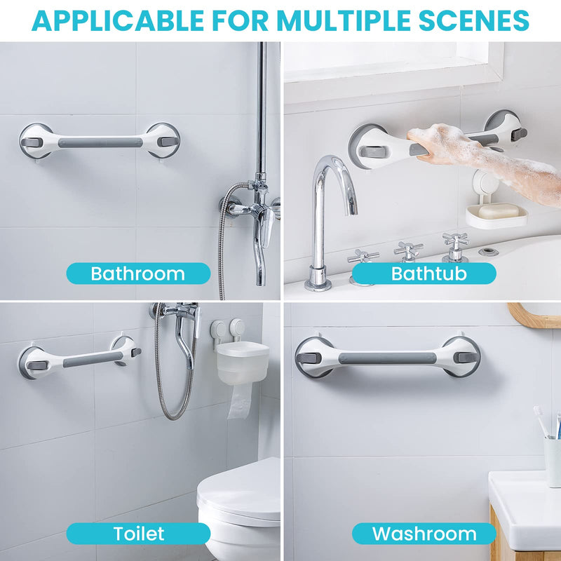 TAILI Bath Safety Grab Rail for Bathroom, Shower Handle for Handicap, Elderly, Senior, Injury Mobility aids Safety Suction Grab Bars Hold up to 113 KG No Drilling and Removable - Grey Long - NewNest Australia