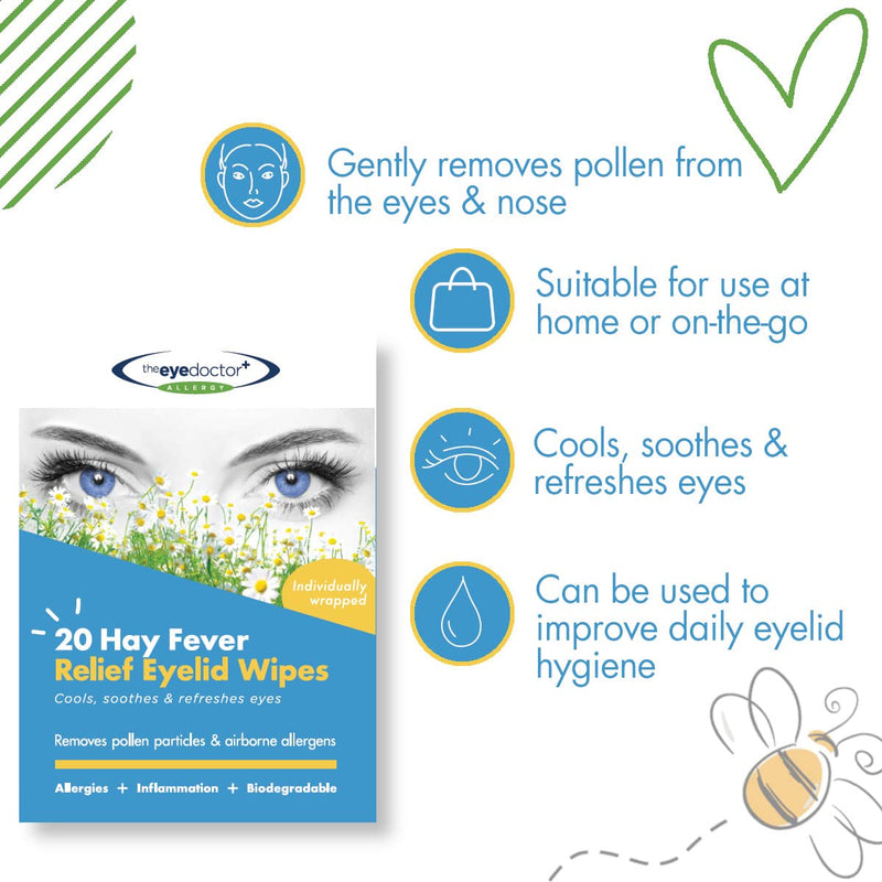 The Eye Doctor Allergy Relief Pack - Reusable Cold Eye Compress & 20x Single Use Eye Wipes for Allergy & Hayfever - Inflammation, Watery Itchy Eyes, Headaches & Migraines - Cooling Soothing Therapy Mask & 20 Wipes - NewNest Australia