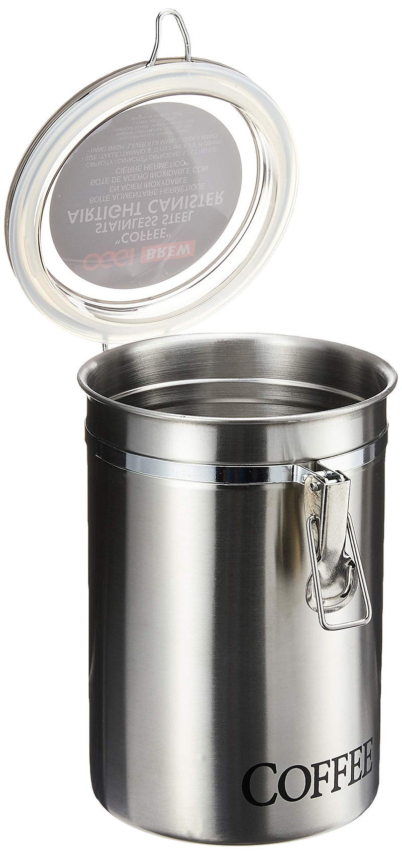 NewNest Australia - Oggi 60-Ounce Brushed Stainless Steel "Coffee" Airtight Canister with Acrylic Lid Coffee 