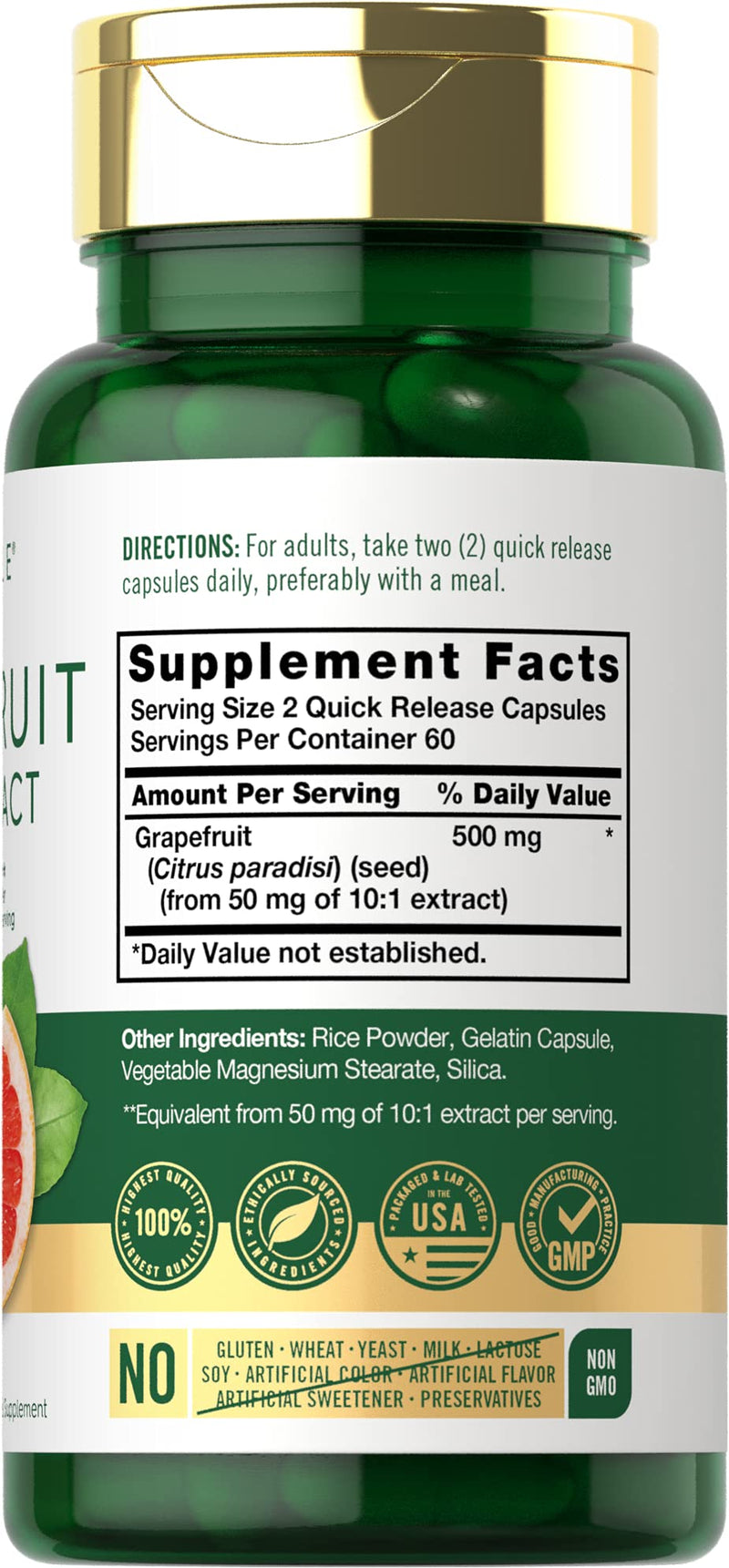 Grapefruit Seed Extract | 500 mg 120 Capsules | Maximum Strength | Non-GMO, Gluten Free | by Carlyle - NewNest Australia