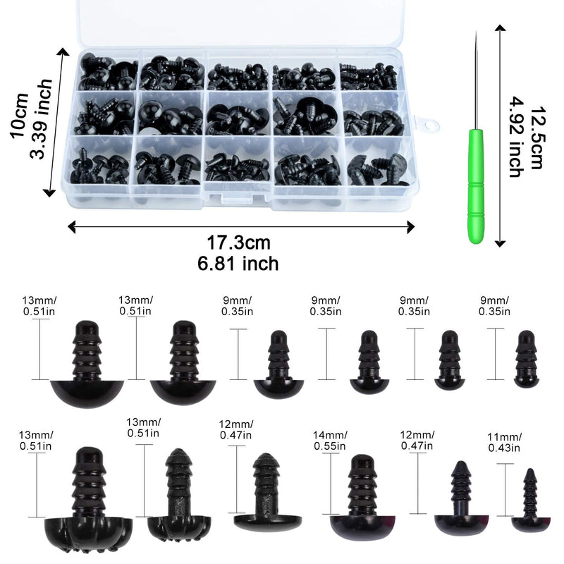 Safety Eyes and Noses, 462Pcs Black Plastic Stuffed Crochet Eyes with Washers for Crafts - NewNest Australia