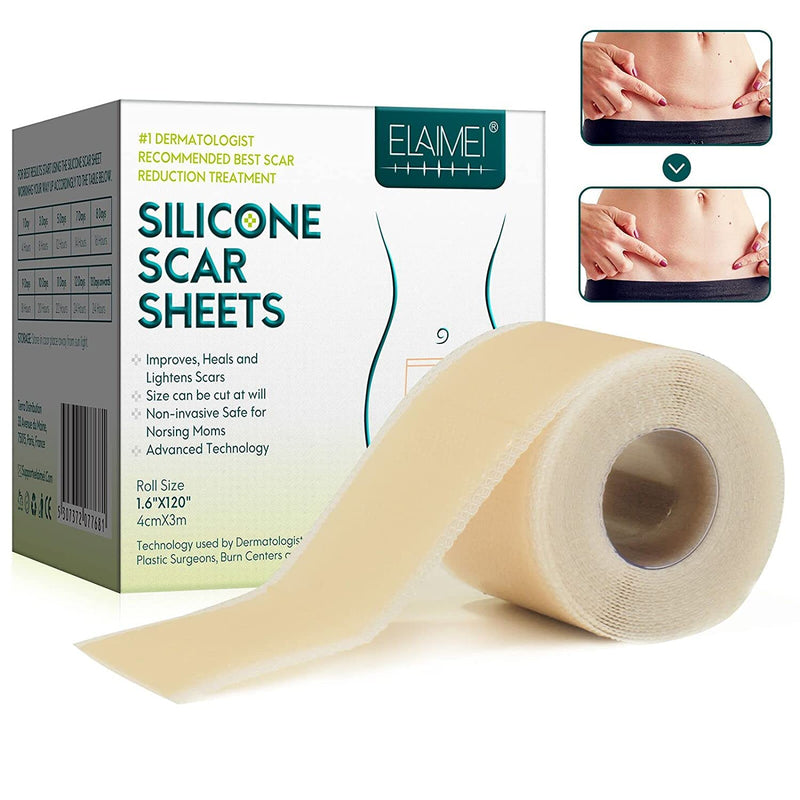 Silicone Scar Removal Roll (3M-1.6” x 120”), Scar Removal Strips Medical Grade, Scar Sheets Reusable, Scar Tape Professional for C-Section, Surgery, Burn, Keloid, Acne 1.5m-1.6” X 120”roll - NewNest Australia