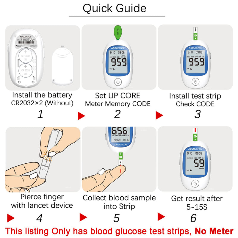 ACCUGENCE Blood Glucose Test Strips With 50 Test Strips Lancets Diabetes Blood Sugar Test Strips. (Suitable for ACCUGENCE PM900 Multifunctional blood glucose monitor) 50Pcs Blood Glucose Test Strips - NewNest Australia