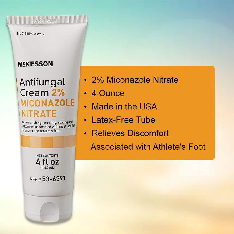 McKesson Antifungal Cream, 2% Miconazole Nitrate, Relives Jock Itch, Ringworm and Athlete Foot, 4 oz, 1 Count 4 Ounce (Pack of 1) - NewNest Australia