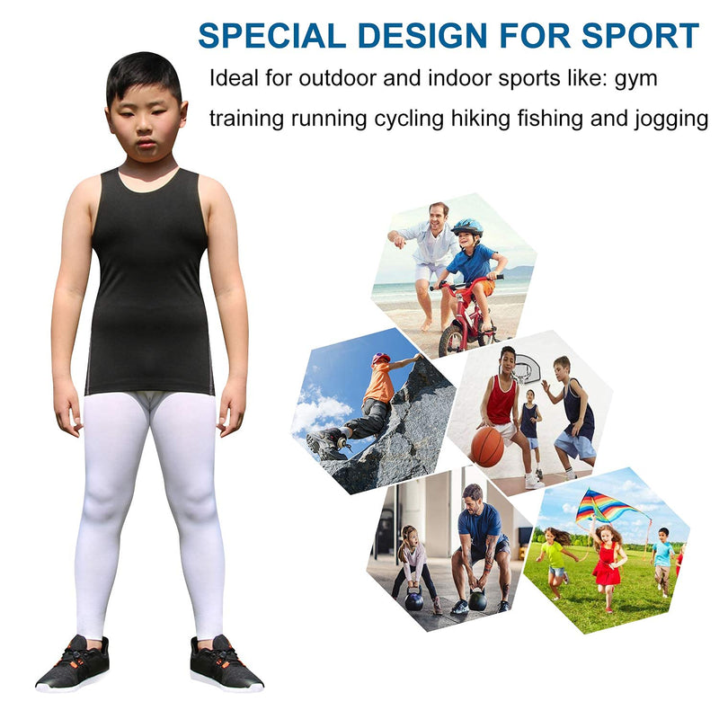 Youth Boys Girls Compression Tank Tops Athletic Sleeveless Shirt Undershirts Workout Base Layer Vest 3 Pack-black*3 12 - NewNest Australia