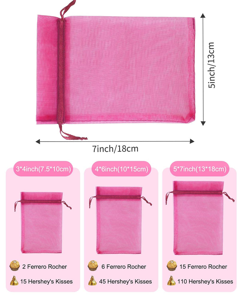Kslong 100PCS Small Mesh Bags Drawstring 3x4,Sheer Organza Bags Drawstring for Jewelry, Mesh Party Wedding Favor Bags for Small Business,Candy,Bracelet Packaging,Empty Sachet Bags (Hot Pink) Hot Pink - NewNest Australia
