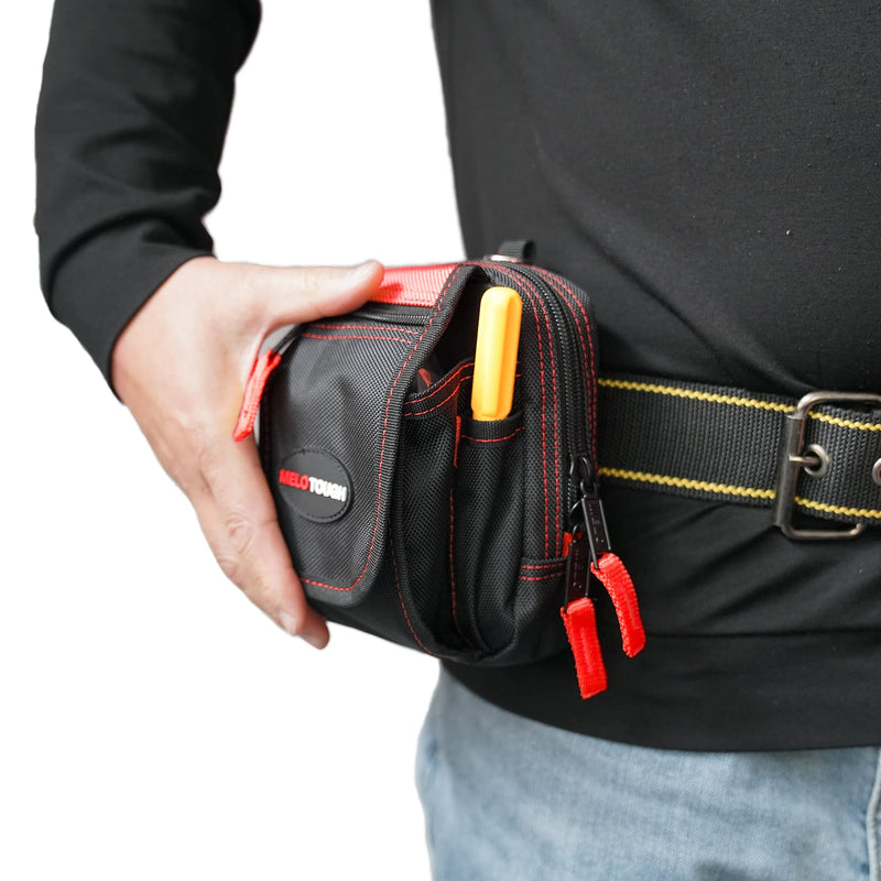 MELOTOUGH Heavy Duty Tradesman Pro Tool Pouch with Various Sized Pockets and Electrical Tape Thong,Hammer Holder Electricians Tool Pouch 10 Pockets red color - NewNest Australia