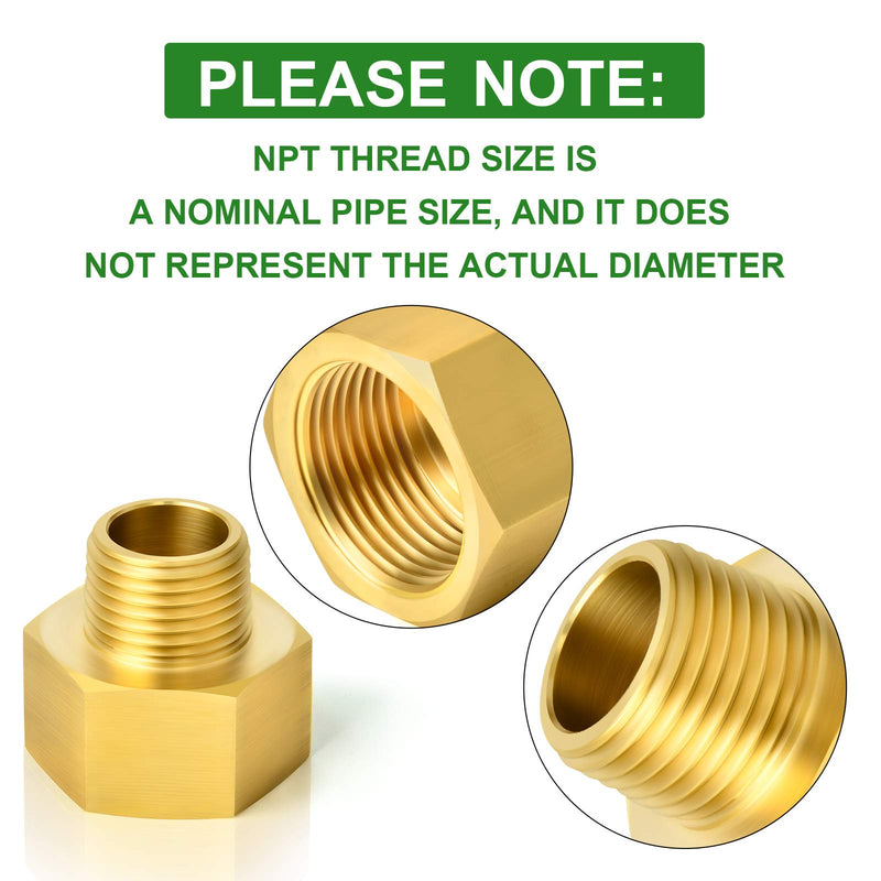 Taisher 2PCS Brass Pipe Fitting, Reducer Adapter, 1/4-Inch Male Pipe x 1/4-Inch Female Pipe 1/4" NPT Male x 1/4" NPT Female 2 - NewNest Australia